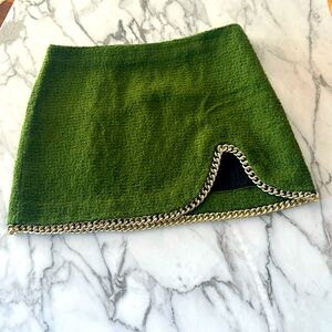 Beautiful unusual Zara green skirt Christmas and Chanel style!
